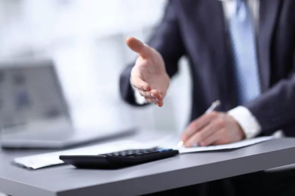 Close up. investor extending his hand to business partner — Stock Photo, Image