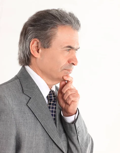 Portrait of pensive businessman on white background.photo with copy space — Stock Photo, Image