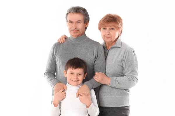 Grandma ,grandpa and grandson. isolated on white. — Stock Photo, Image