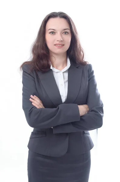 Porträtt av framgångsrikt företag woman.isolated på vit — Stockfoto