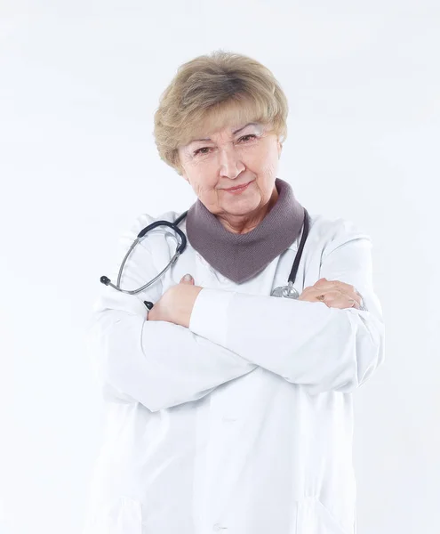 Portrait of an experienced physician.isolated on white background — Stock Photo, Image