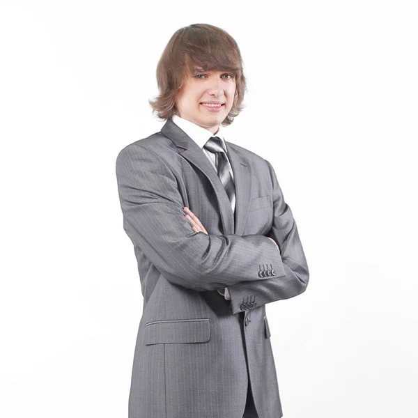 Retrato de confianza de los hombres de negocios jóvenes .isolated en blanco — Foto de Stock