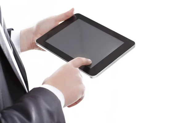 Close up.businessman tapping the screen of the digital tablet — Stock Photo, Image