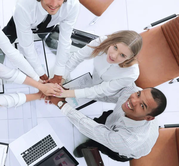 Top view.professional business team shows its success. — Stock Photo, Image