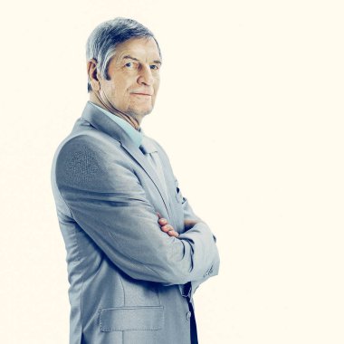 İyi başarılı iş adamı yaşlı. Beyaz arka plan üzerinde izole.