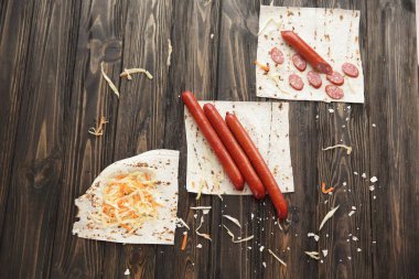 Burrito hazırlama ürünleri. Fotokopi alanı ile fotoğraf