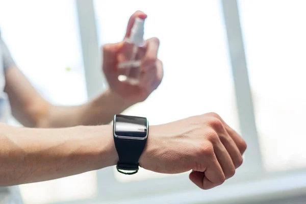 smart watch on the hand of a young man.