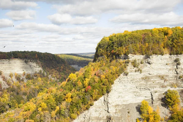 Podzimní Listí Scenérie Státním Parku Letchworth Severu Státu New York — Stock fotografie