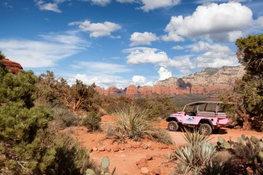 Pembe cip turları genellikle sadece Sedona Arizona 'daki tavuk noktasında yürüyüş yaparak ulaşılabilen yollarda bulunur.