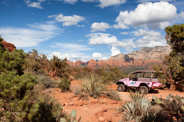 pink jeep tours are often found on trails that are only accessible by hiking like this one in chicken point in sedona arizona