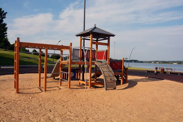 New Childrens Playground Lake Coast Summer — Stock Photo, Image