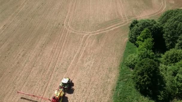 Trekker Het Vroege Voorjaar Landbouwgrond Veld Spuiten Met Gewas Spruiten — Stockvideo