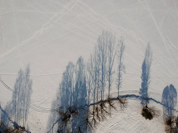 冬時間木湖氷 空撮影 — ストック写真