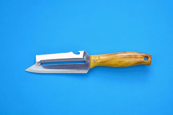 Uniwersalny Nóż Kuchenny Nowy Niebieskim Tle — Zdjęcie stockowe