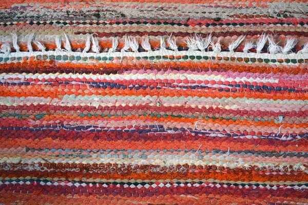 Vintage Used Knitted Handmade Carpet Colorful Background Texture — Stock Photo, Image