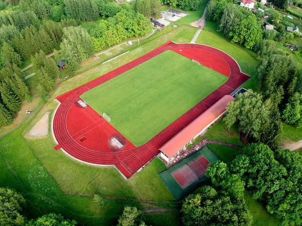 Small Province Stadium Spring Drone Aerial View — Stock Photo, Image