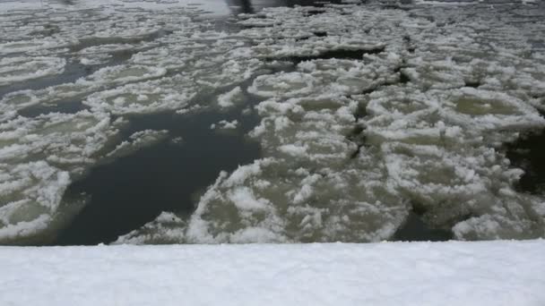 Deriva Gelo Rio Inverno Fundo Abstrato Natureza — Vídeo de Stock