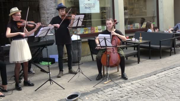 Vilnius Lithuania May 2017 Annual Street Music Day Two Young — Stock Video