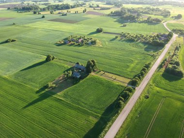Güzel bahar peyzaj alanları ve road, hava