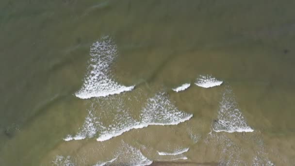 Playa Arena Del Mar Báltico Olas Lituania Vista Aérea — Vídeo de stock