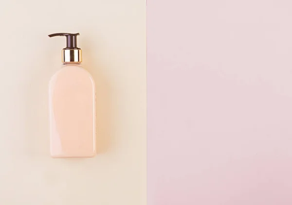 Cosmetica Spa Instellen Mockup Roze Gele Achtergrond Plaats Ontwerpt Bovenaanzicht — Stockfoto