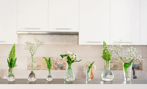 Schöne Frühlingsblumen Einer Vase Auf Hellem Hintergrund — Stockfoto