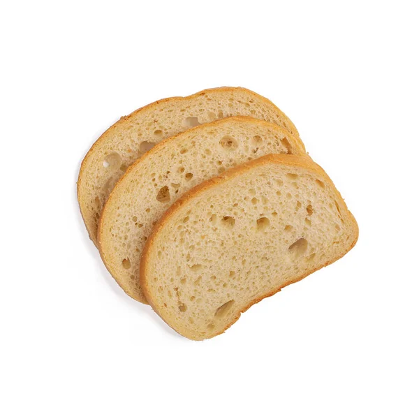 Sneetje Brood Geïsoleerd Witte Achtergrond Top View — Stockfoto