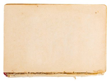 Beyaz arka planda izole edilmiş eski kağıt. Üst görünüm.