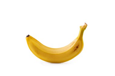 beyaz zemin üzerinde tek olgun sarı muz.