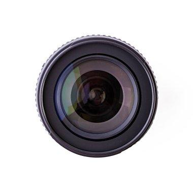 Beyaz bir arka plan üzerinde izole kamera objektifi