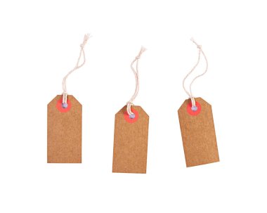 Beyaz arkaplanda boş etiket etiketi var. Fiyat etiketi Satış konsepti.