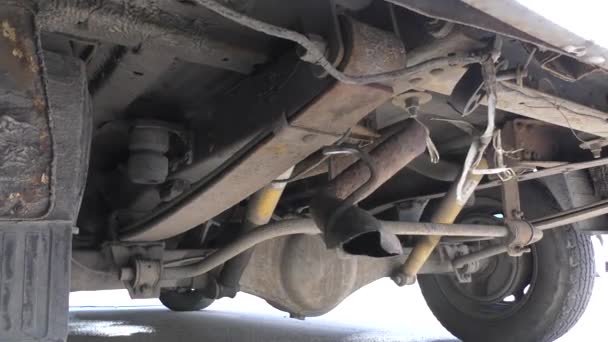 Exhaust Pipe Old Car Fall Soon — Stock Video