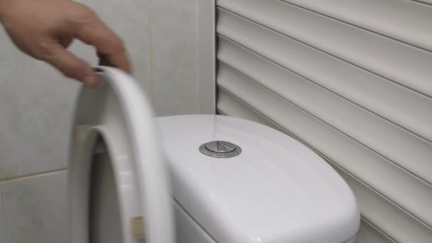 Правильно Пользоваться Туалетом Нажав Кнопку — стоковое видео