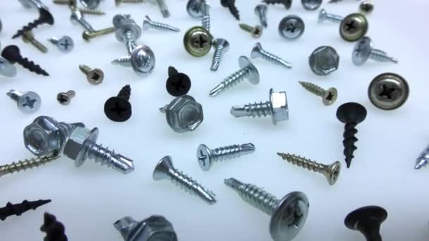 Video Illuminated Drive Steel Chrome Self Tapping Screws Wood Metal — Stock Video