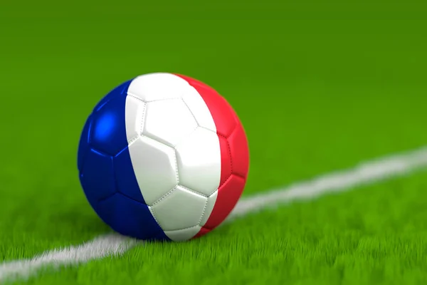 Bola de futebol com bandeira francesa 3D Render — Fotografia de Stock