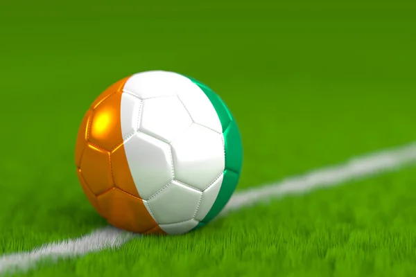 Bola de futebol com bandeira marfinense 3D Render — Fotografia de Stock