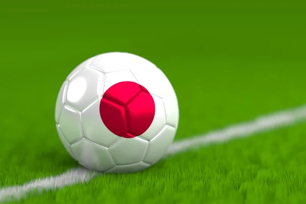 Bola de futebol com bandeira japonesa 3D Render — Fotografia de Stock