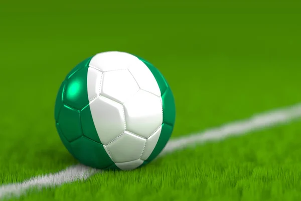 Bola de futebol com bandeira nigeriana 3D Render — Fotografia de Stock
