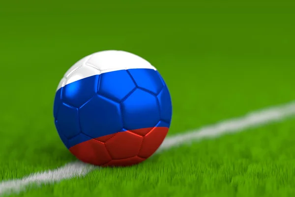 Pallone da calcio con bandiera russa 3D Render — Foto Stock