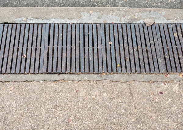 Dirty Steel Drain Grate Pathway City Street Thailand — Stock Photo, Image