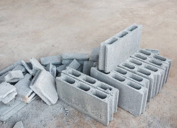 Bloco Cimento Pilha Chão Para Construído Parede Casa Área Construção — Fotografia de Stock
