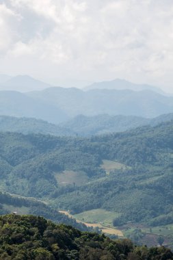 Dağ hafif sis ile Tayland Milli Parkı.