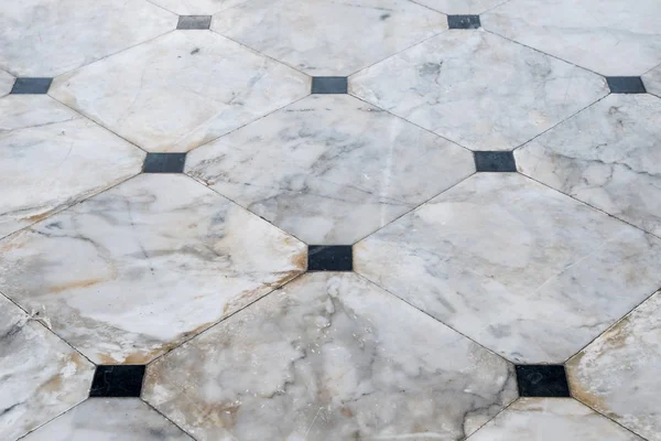 Marble Tile Floor Black Block Decorated Living Room — Stock Photo, Image