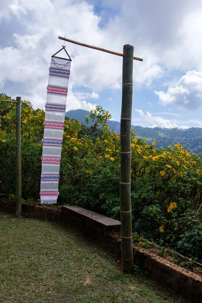 Bandera Tradicional Del Norte Tailandia Está Decorada Jardín Cerca Del — Foto de Stock