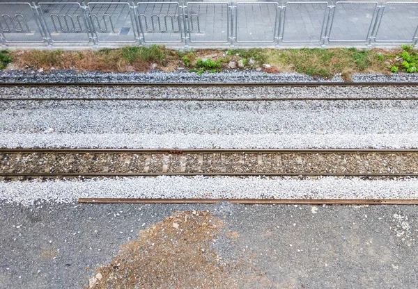 View Double Track New Gravel Maintenance Time Urban Area Main — Stock Photo, Image