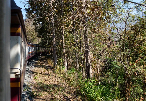 Expresní Vlak Jede Vrchol Kopce Spolu Pohořím Přes Národní Park — Stock fotografie