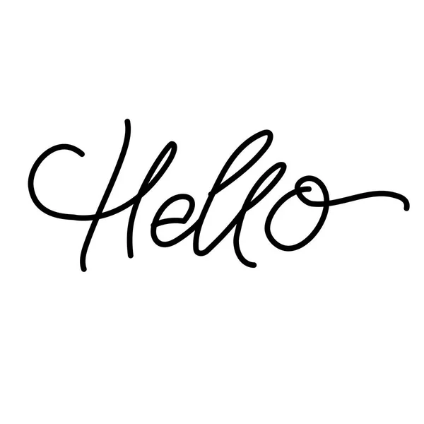 Word Hallo voor groeten. Tekst Hello - hand-belettering, typografie, kalligrafie. Script hand schrijven, vector in één kleur voor knipsel template, flyer, banner, poster — Stockvector
