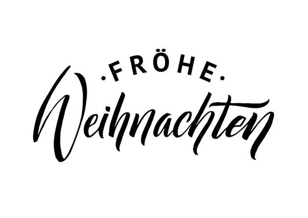 Frohe Weihnachten deutsche Kalligraphie. Grußkarten-Design auf weißem Hintergrund — Stockvektor