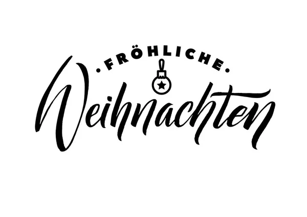 Feliz Natal Alemão Caligrafia. Projeto de cartão de saudação em fundo branco —  Vetores de Stock