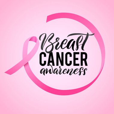 Meme kanseri bilinçlendirme hat afiş tasarımı. Çevresinde Şerit